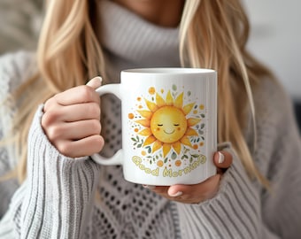 Bonita taza de café de cerámica con mensaje "Sunshine", regalo de buenos días