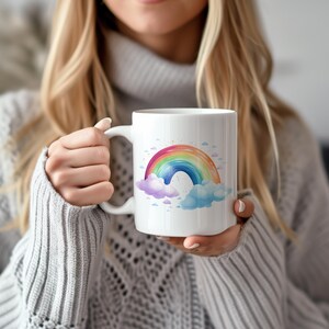 Rainbow Mug, Rainbow Coffee Mug, Cottagecore Coffee Mug, Cute Mug, Rainbow Design, Gift For Her, Boho Rainbow Mug, Cute Cup, Rainbow Cup