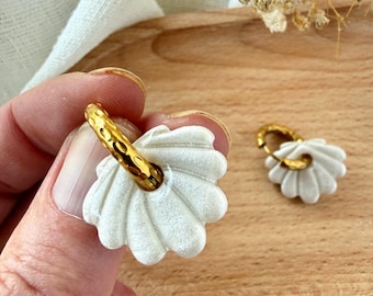 Creole shell earrings - Shell tassel - Tassel for creole earrings - Mother-of-pearl earrings