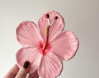 Ceramic trinket dish - Flower dish - Hibiscus dish