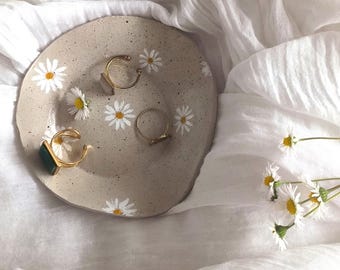 Coupelle à bijoux céramique à motifs marguerites - Vide-poches en céramique fleur
