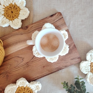 Posavasos de flores de crochet, posavasos hecho a mano, posavasos para tazas