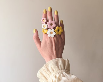 Flower ring - Adjustable flower ring - Stainless steel flower ring - Fashion ring
