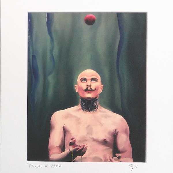 Daybreak -- Matted Fine Art Print, Signed, Limited Edition, Figure Painting, Man Juggling