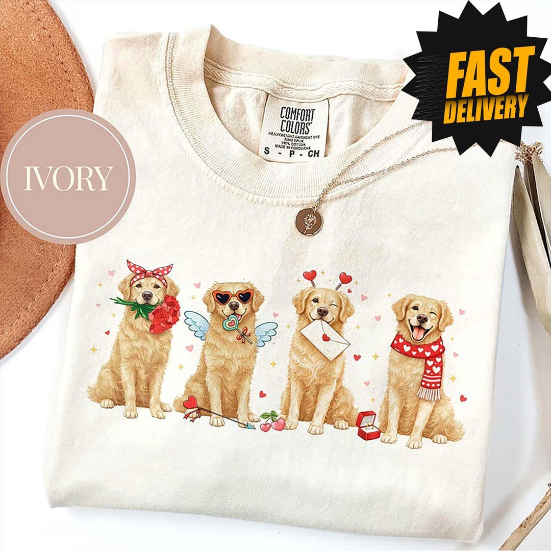 Comfort Colors® Golden Retriever Valentine Shirt | Cute Dog Mom Tee ...