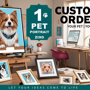 Portrait numérique d'animal de compagnie, portrait d'animal de compagnie personnalisé, portrait d'animal de compagnie à partir d'une photo, portrait de chien, portrait de chien personnalisé, portrait de chat, cadeau pour elle