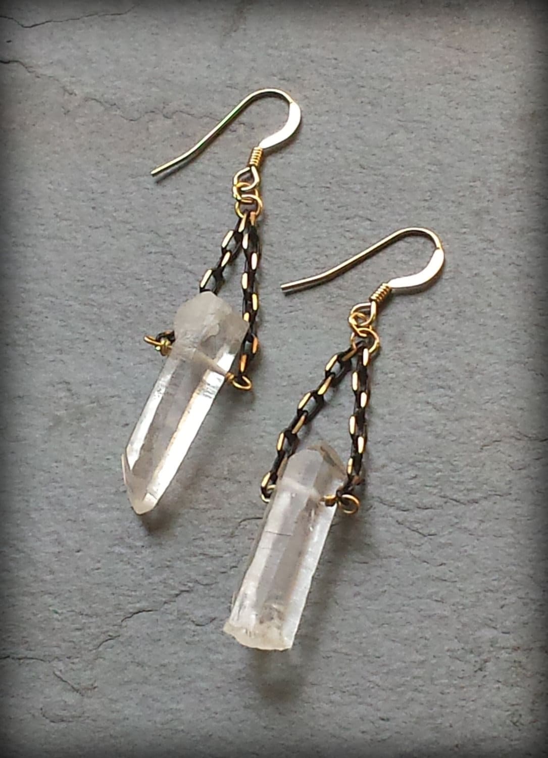 Raw Crystal Quartz Earrings Raw Crystal 14k Gold Filled Etsy
