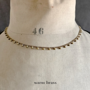 Tiny Brass Ball Chain Layering Necklace, Brass Choker, Vintage Brass Necklace, Brass Bead, Dainty Layering Chain, Delicate Chain, Bead Chain image 9