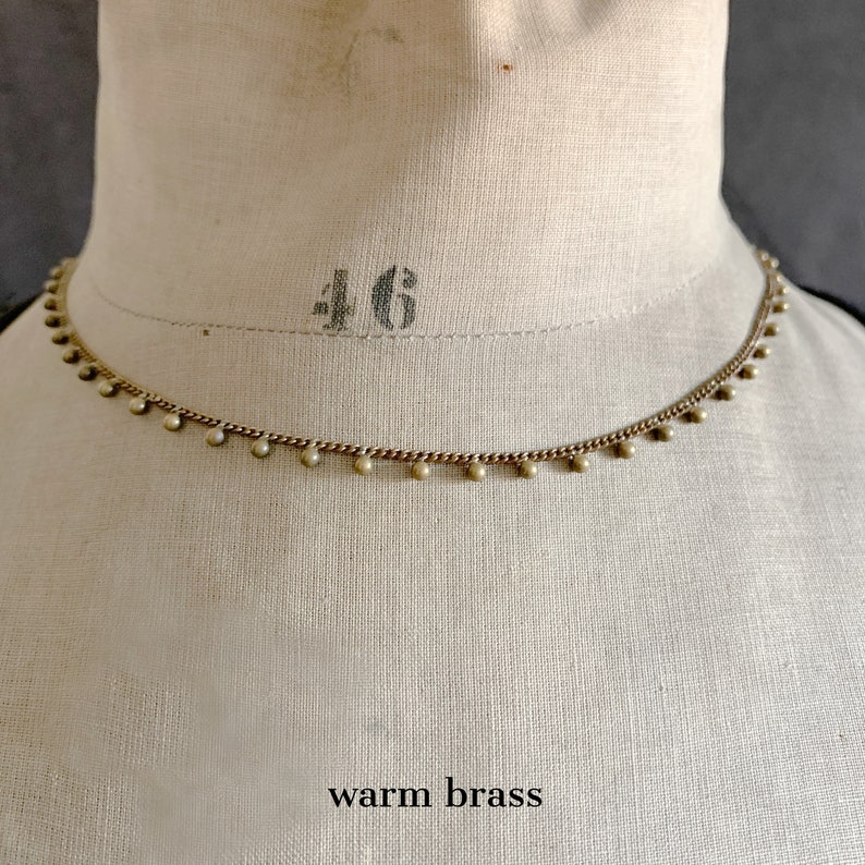 Tiny Brass Ball Chain Layering Necklace, Brass Choker, Vintage Brass Necklace, Brass Bead, Dainty Layering Chain, Delicate Chain, Bead Chain image 9