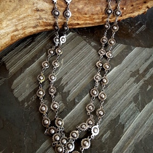 Long Silver Bead Chain Necklace, Long Wrap Around, Antique Silver, Silver Metal Bead, Edgy Chain, Bohemian Rock n Roll Jewelry, ViaLove image 8