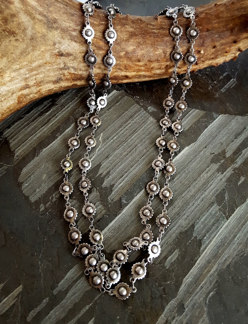 Long Silver Bead Chain Necklace, Long Wrap Around, Antique Silver, Silver Metal Bead, Edgy Chain, Bohemian Rock n Roll Jewelry, ViaLove image 8