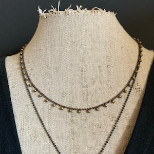 Tiny Brass Ball Chain Layering Necklace, Brass Choker, Vintage Brass Necklace, Brass Bead, Dainty Layering Chain, Delicate Chain, Bead Chain image 4