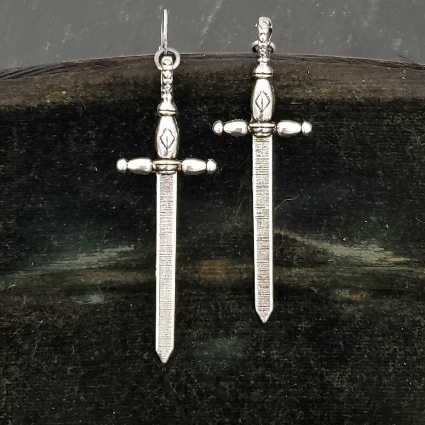 silver petals E345 sterling silver leverback earrings Dagger spike earrings tribal edgy jewelry