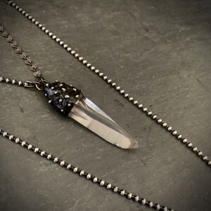 Handmade Crystal Pendant Necklace, Sterling Silver Crystal, Crystal Point, Lemurian Crystal, Artisan Jewelry, Raw Crystal, Quartz Crystal image 2