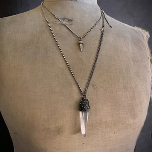 Handmade Crystal Pendant Necklace, Sterling Silver Crystal, Crystal Point, Lemurian Crystal, Artisan Jewelry, Raw Crystal, Quartz Crystal image 8
