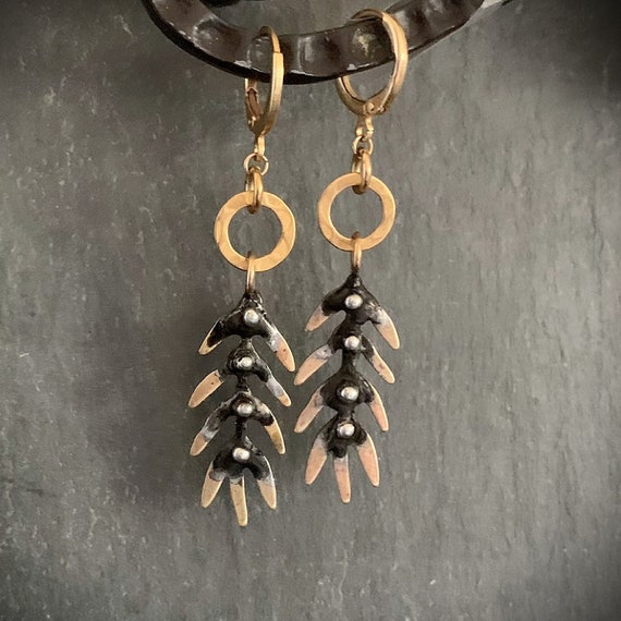 Brass statement earrings deals