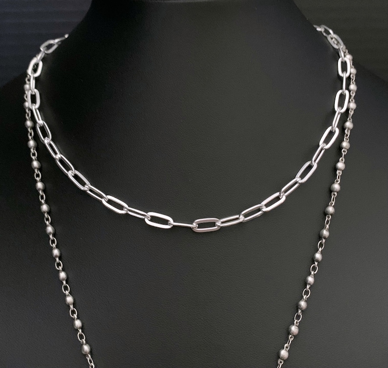 Silver Small Oval Link Chain Chunky Necklace Shiny Silver | Etsy