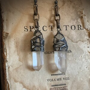 Rustic Raw Crystal Earrings, Crystal Statement Earrings, Real Crystal, Crystal Point, Raw Quartz, Boho Long Crystal, Quartz Crystal, ViaLove image 2