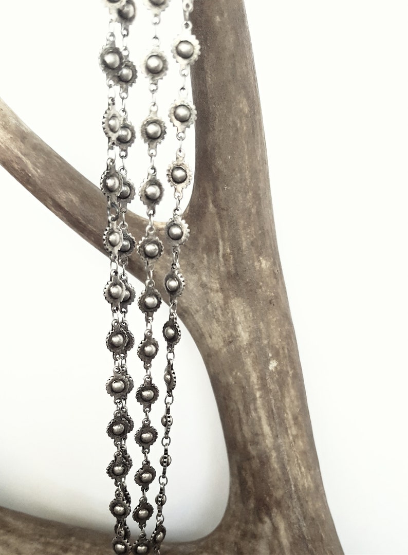 Long Silver Bead Chain Necklace, Long Wrap Around, Antique Silver, Silver Metal Bead, Edgy Chain, Bohemian Rock n Roll Jewelry, ViaLove image 9