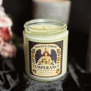 Basil & Bosc Pear Scented Soy Candle | Self Care Ritual Gift | 8 oz Hand-Poured Witchy Candle for Harmony + Healing