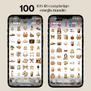 100 iOS 18 Cozy Beige Emoji Pack Soft Aesthetic iPhone Emoji Set Cozy Beige iOS 18 Apple Stickers for iMessage