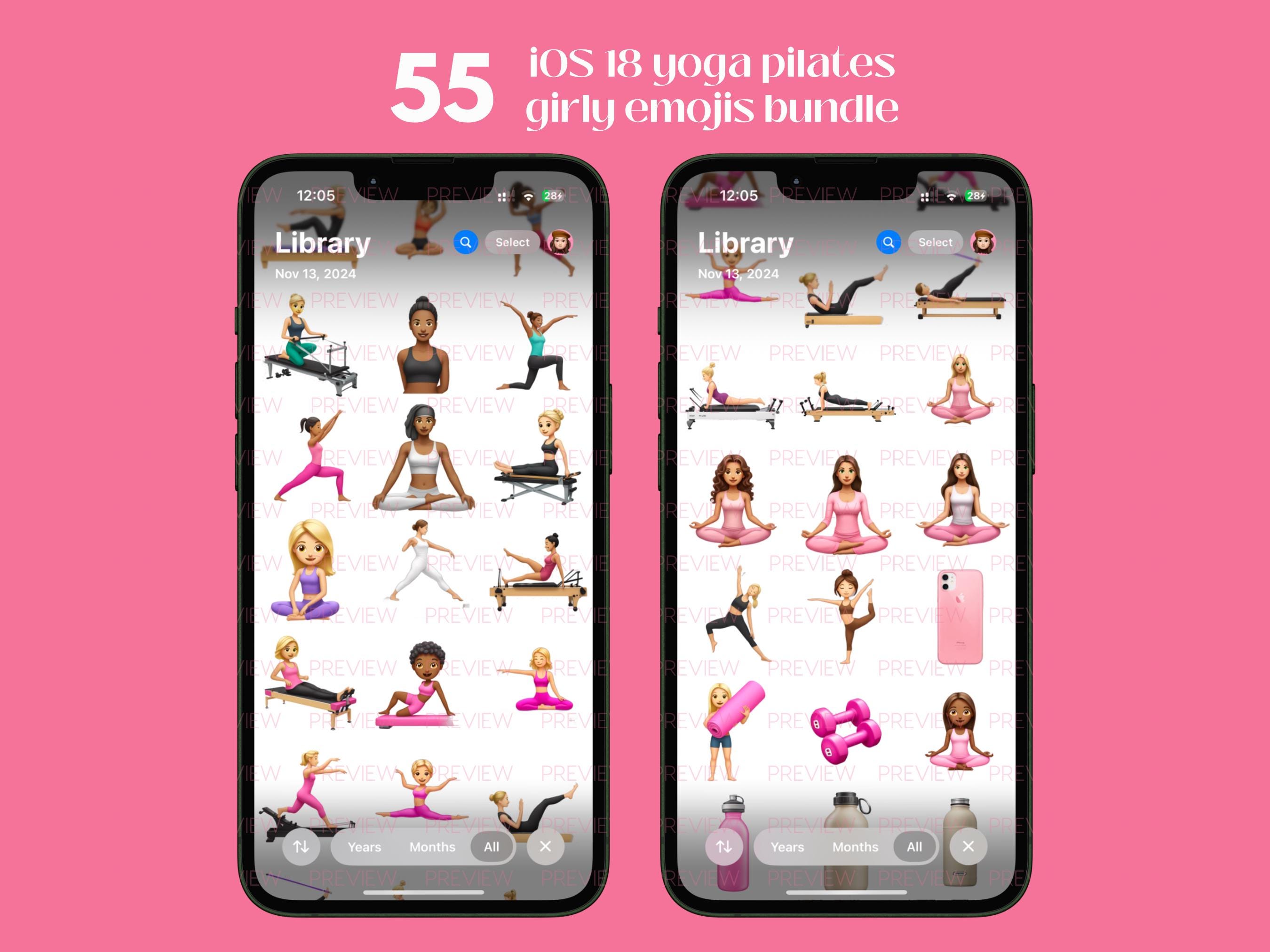 55 iOS 18 Yoga en pilates Girly Emoji Pack Girly Aesthetic iPhone Emoji Set  Fitness iOS 18 Apple-stickers voor iMessage - Etsy België, image size:2700x2025