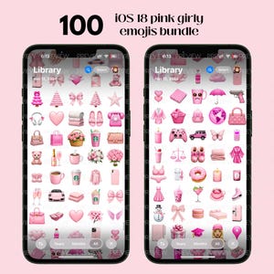 100 iOS 18 Pink Girly Emoji Pack Cute Pink Aesthetic iPhone Emojis Set iOS 18 Apple Stickers for iMessage