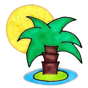 Palm Tree Island- Family Window Art
