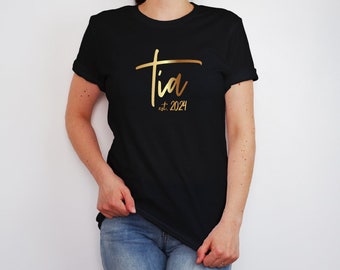 New aunt gift, tía est 2024, tía gold sublimation design, Spanish aunt, Cuban, Mexican heritage, boriqua, latinx, latino, baby shower gift