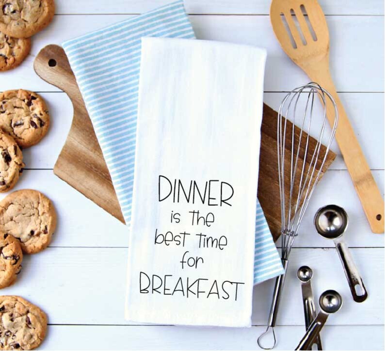 Download Dinner is the best time for breakfast SVG flour sack towel ...