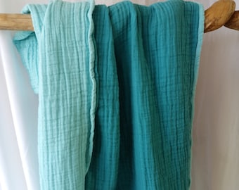 Adult Muslin Throw Blanket. Refreshing colors. 4 layer Gauze. Great Gift