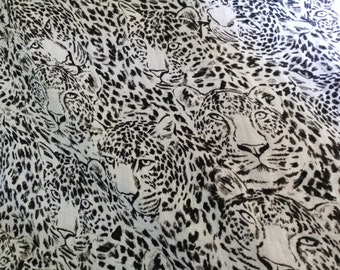 Muslin Fabric/ Cotton double gauze by the 1/2 yard or yard/ Print/ Leopard