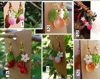 Fruit earrings - clip on or pierced. Made by 16 year old