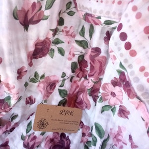 Quick Ship Roses Adult Muslin Throw. Floral. 4 layer Gauze. Great Gift