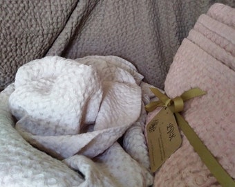 Quick to Ship! Linen/Cotton Blanket. Waffle Weave. Available in Throw or Twin size. Lovely Gift.