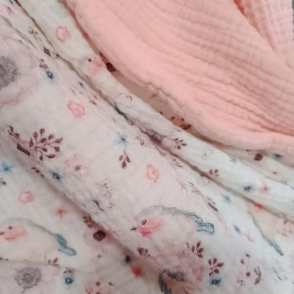 Adult Muslin Blanket: 4-Layer Cotton Gauze Throw - Finch and Floral