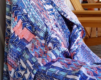 Adult Muslin Blanket: 4-Layer Cotton Gauze, Tribal Ditto Print