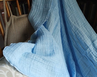 LPK - Light/summer. Airy Muslin Adult Throw in Sky Blue