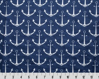 Not quite perfect. Double Gauze Fabric/ Cotton Gauze/  Embrace Shannon Fabrics Navy Anchors