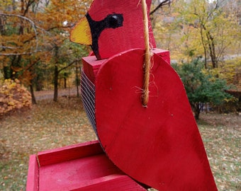 Wooden Handmade Cardinal Birdfeeder - made by 13 year old