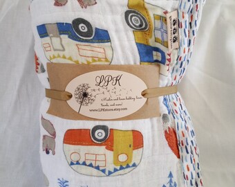 RV print. Adult Muslin Throw. 4 layer Gauze. Great Gift