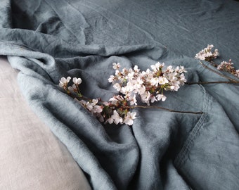 Custom linen blend or pure linen bed scarf, bedspread, coverlet