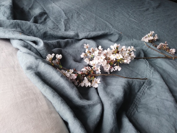 Custom linen blend or pure linen bed scarf, bedspread, coverlet