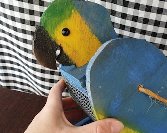 Wooden Handmade Parrot Birdfeeder - made by 13 year old