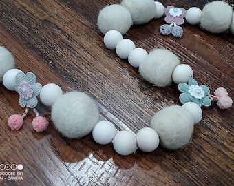 Whimsy, Wood, and Felt Garland - 4.2 ft Restful, earthy colors