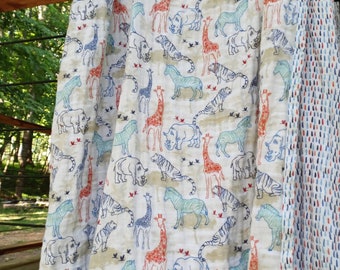 Safari Jungle Muslin Throw: 4-Layer Cotton Gauze Blanket