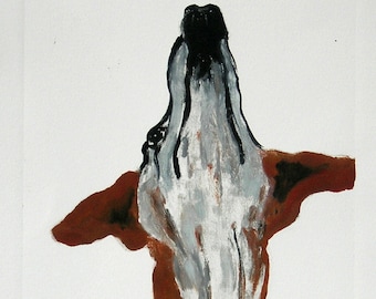 Whippet Dog Art Monotype  Hand Pulled Print Matted By Cori Solomon