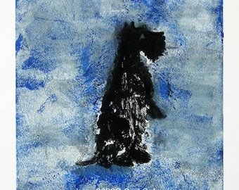 Scottish Terrier Dog Art Monotype Scottie  Hand Pulled Print By Cori Solomon