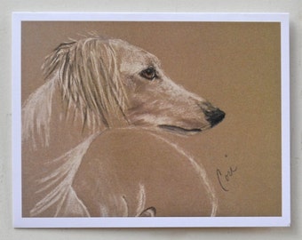 Cream Saluki Hound Dog Art Note Cards By Cori Solomon