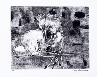 Whippet Dog Art Monotype  Hand Pulled Print By Cori Solomon